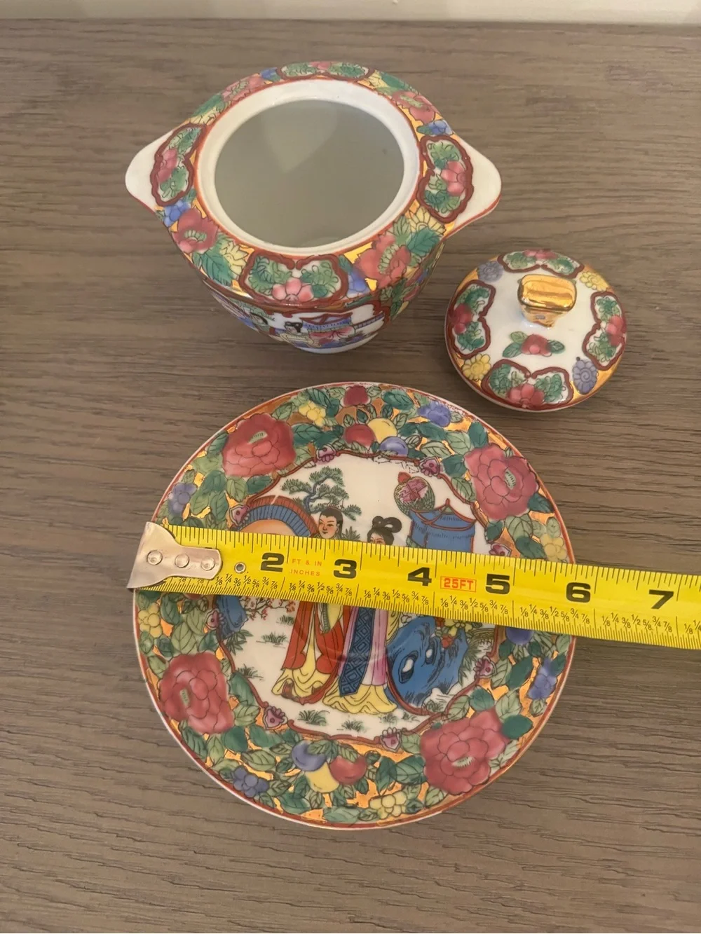 Hand-Painted Famille Rose Porcelain Tea Set - Multicolor